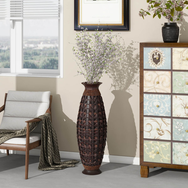 Bay Isle Home 39" Hand Woven Bamboo Floor Vase, Tall Large Floor Vase